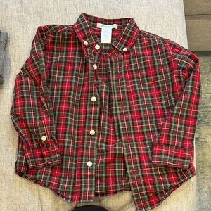 Janie and Jack Red and Green Plaid Button Down Shirt